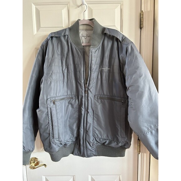 Sean John Jacket Men’s XL Gray/ Light Gray Bomber Reversible Qui…Vintage - Picture 1 of 12